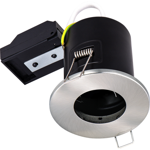 Luceco GU10 Fire Rated Downlights - Fixed Fire Rated GU10 Downlight Brushed Steel Supplied Less Lamp