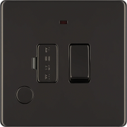 BG Electrical Flatplate Screwless Black Nickel - Switched and fused with indicator and flex outlet