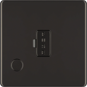 BG Electrical Flatplate Screwless Black Nickel - Unswitched and fused with flex outlet