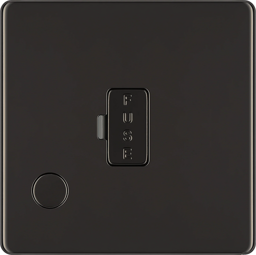 BG Electrical Flatplate Screwless Black Nickel - Unswitched and fused with flex outlet