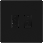BG Electrical Flatplate Screwless Matt Black - 3 pole fan isolator, fused
