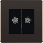 BG Electrical Flatplate Screwless Black Nickel - Double co-axial