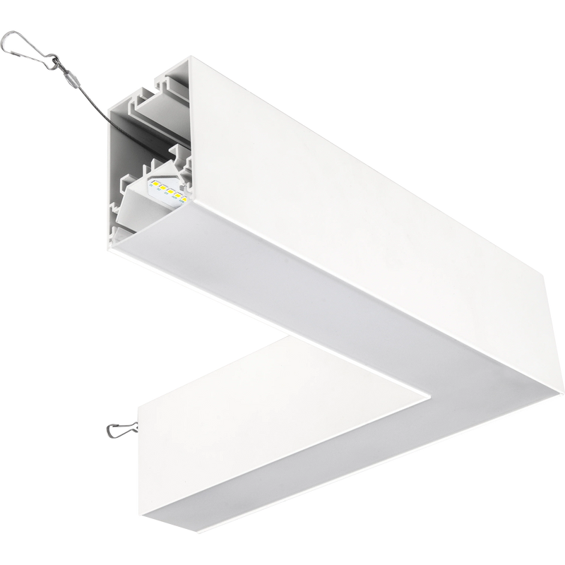 Luceco Contour Suspended - Contour 314mm suspended 90° connector module 600lumens with fixed output driver finished in white