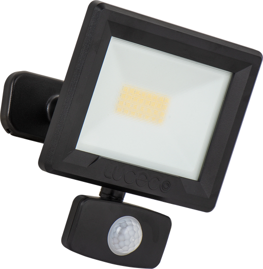 Luceco Essence Floodlight with ball joint 20W black 4000K colour temp with PIR - Pack of 1