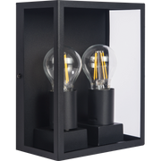 Luceco Azurar Coach Lantern - Exterior Decorative Wall Glass Lanten Twin IP44 E27 Lamp included Black