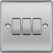 BG Electrical Nexus Metal Brushed Steel - Triple, 2 way switch