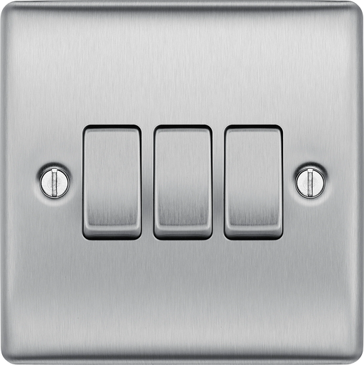 BG Electrical Nexus Metal Brushed Steel - Triple, 2 way switch