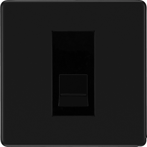 BG Electrical Flatplate Screwless Matt Black - Single telephone socket, master