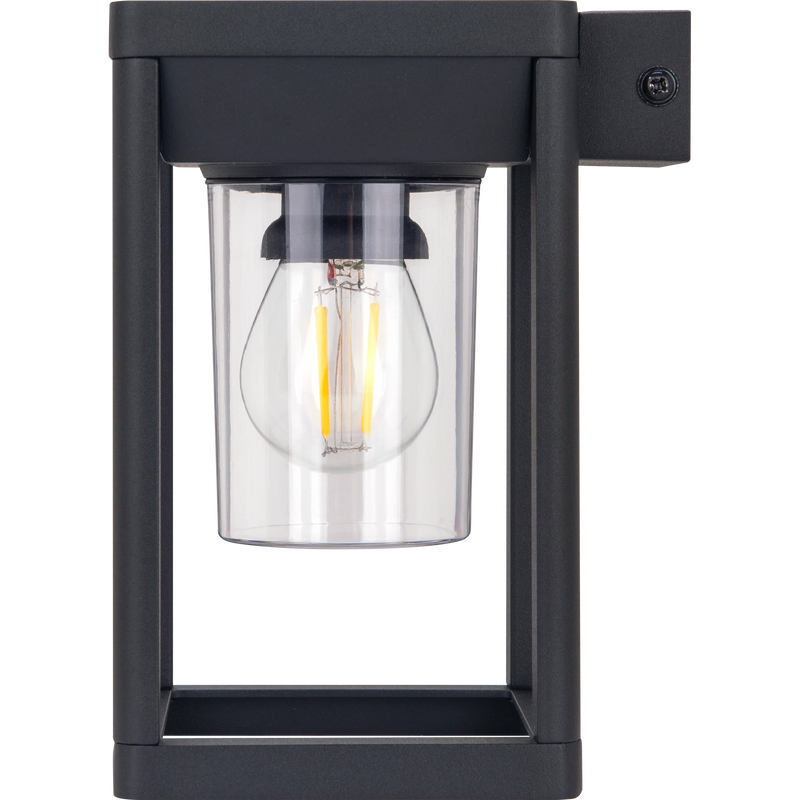 Luceco Azurar Coach Lantern - Filament Decorative Solar Wall Light with PIR Motion Sensor, Outdoor Lantern, Exterior Lighting, LED Bulb Included, Black, IP54, 2.7W, 220lm, 3000K