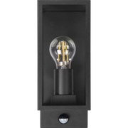 Luceco Azurar Coach Lantern - Exterior Decorative Wall Glass Lanten Single with PIR motion Sensor IP44 E27 Lamp included Black