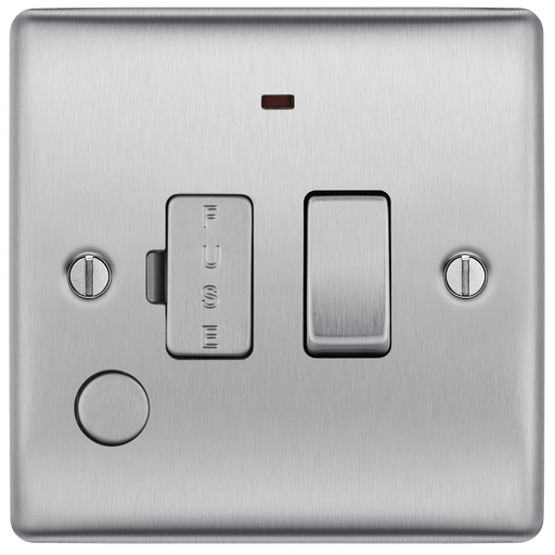 BG Electrical Nexus Metal Brushed Steel - Switched and fused with indicator and flex outlet