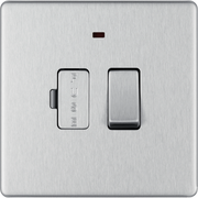 BG Electrical Flatplate Screwless Brushed Steel - Switched and fused with indicator