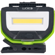 Luceco Clamp - Twin Panel LED Worklight with Magnetic Clamp and USB Power Bank, Rechargeable, Fully Rotating and Tilting Inspection Light, Folding, High Capacity Battery, IP54, 30W, 2500lm, 6500K,