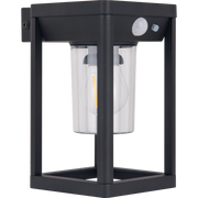 Luceco Azurar Coach Lantern - Filament Decorative Solar Wall Light with PIR Motion Sensor, Outdoor Lantern, Exterior Lighting, LED Bulb Included, Black, IP54, 2.7W, 220lm, 3000K