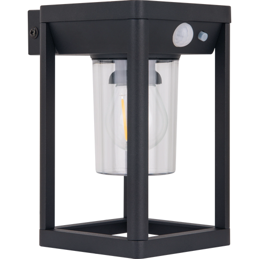 Luceco Azurar Coach Lantern - Filament Decorative Solar Wall Light with PIR Motion Sensor, Outdoor Lantern, Exterior Lighting, LED Bulb Included, Black, IP54, 2.7W, 220lm, 3000K
