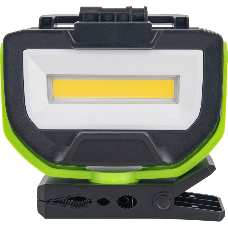 Luceco Clamp - Twin Panel LED Worklight with Magnetic Clamp and USB Power Bank, Rechargeable, Fully Rotating and Tilting Inspection Light, Folding, High Capacity Battery, IP54, 30W, 2500lm, 6500K,