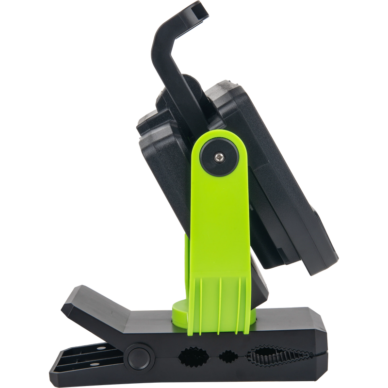 Luceco Clamp - Twin Panel LED Worklight with Magnetic Clamp and USB Power Bank, Rechargeable, Fully Rotating and Tilting Inspection Light, Folding, High Capacity Battery, IP54, 30W, 2500lm, 6500K,