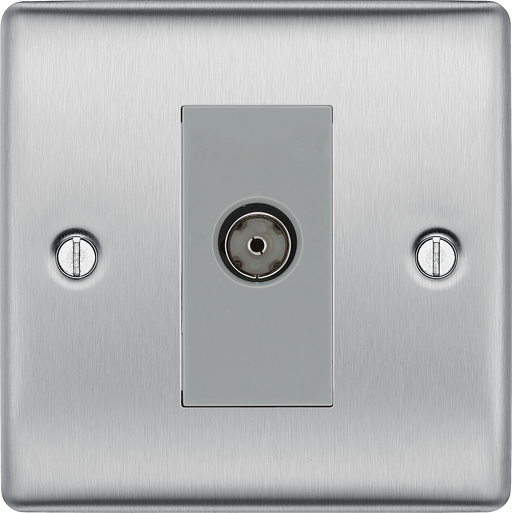 BG Electrical Nexus Metal Brushed Steel - Single, isolated, co-axial