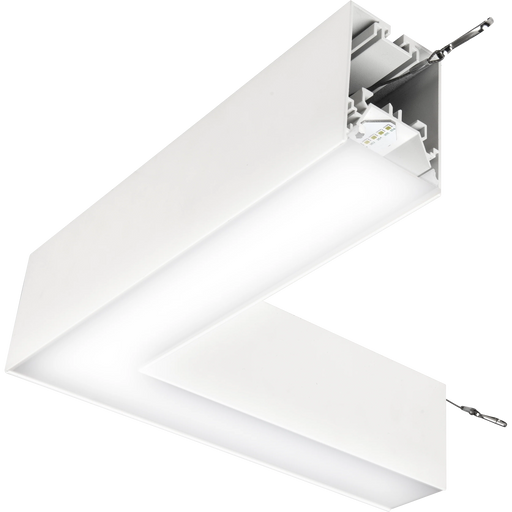 Luceco Contour Suspended - Contour 314mm suspended 90° connector module 600lumens with fixed output driver finished in white