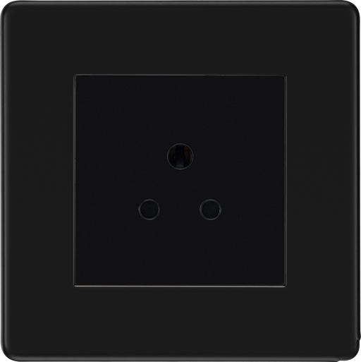 BG Electrical Flatplate Screwless Matt Black - 2A, Single, unswitched, round pin
