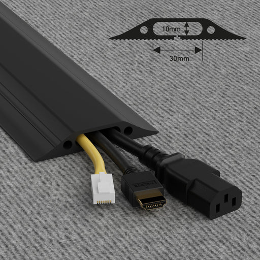 D-Line Floor Cover - Medium Duty Black Floor Cable Protector - 1.8m, Cavity 30x10mm