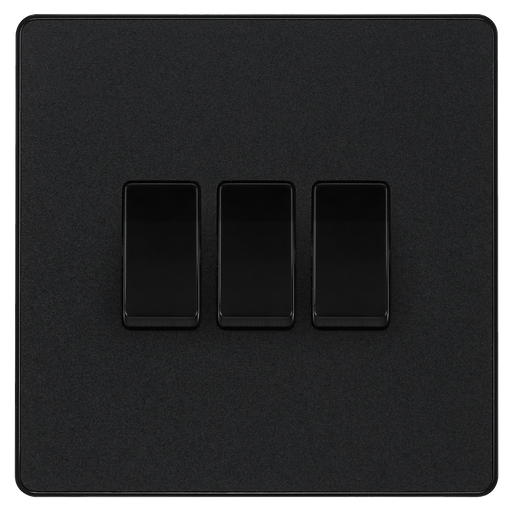 BG Electrical Evolve Matt Black - Triple, 2 way switch