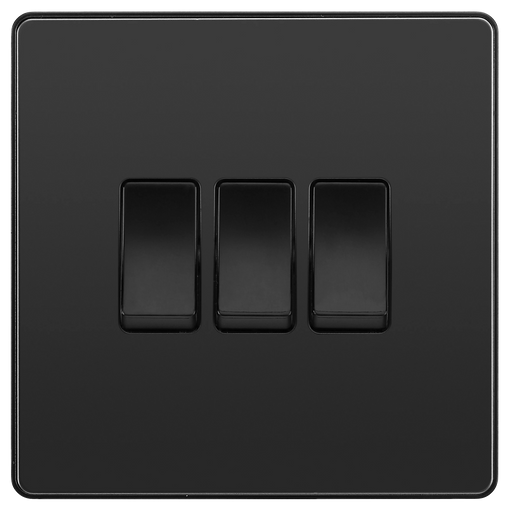 BG Electrical Evolve Black Chrome - Triple, 2 way switch