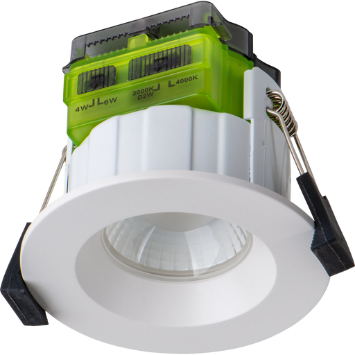 Luceco Ftype MK2 Fire Rated Downlight 4W/6W 690lm Power Change & CCT Change 3000K / 4000K Dim2Warm Dimmable IP65 White - Regressed