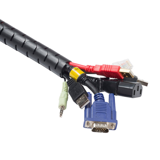 D-Line Cable Tidy - Cable Zipper, Black - 2.5m, 25mm dia.