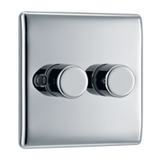 BG Electrical Nexus Metal Polished Chrome - Double, 2 way push 200W