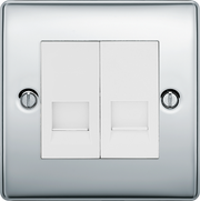 BG Electrical Nexus Metal Polished Chrome - Double, telephone socket, secondary