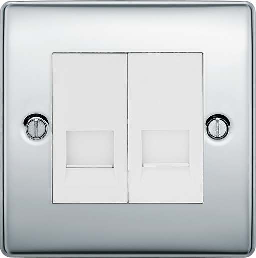 BG Electrical Nexus Metal Polished Chrome - Double, telephone socket, secondary