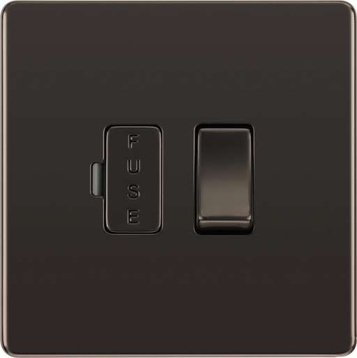 BG Electrical Flatplate Screwless Black Nickel - Switched and fused
