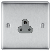 BG Electrical Nexus Metal Brushed Steel - 2A, single, unswitched, round pin