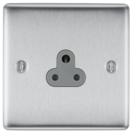 BG Electrical Nexus Metal Brushed Steel - 2A, single, unswitched, round pin