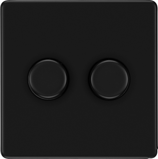 BG Electrical Flatplate Screwless Matt Black - Double, 2 way push 200W
