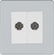 BG Electrical Flatplate Screwless Polished Chrome - Double, isolated, co-axial