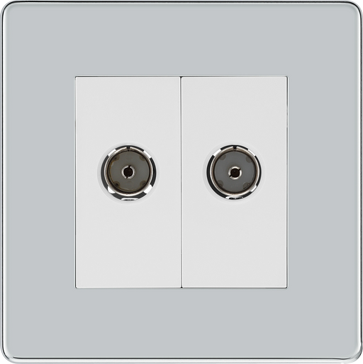 BG Electrical Flatplate Screwless Polished Chrome - Double, isolated, co-axial