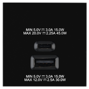 BG Electrical Euro Module - 45W USB A+C Euro Module - Black