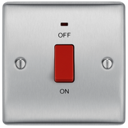 BG Electrical Nexus Metal Brushed Steel - 45A, double pole, single plate, with indicator