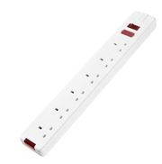 Masterplug Basic - 6 Sockets, 13A, White