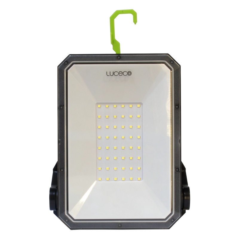 Luceco Folding Magnetic - USB-C rechargeable magnetic worklight with Power-bank for charging devices. Fully adjustable with and 3 lighting modes up to 1300 Lumens making ideal for professional and recreational applications.