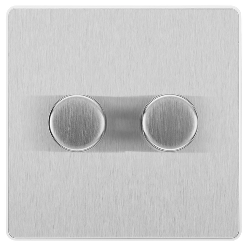 BG Electrical Evolve Brushed Steel - Double, 2 way push 200W