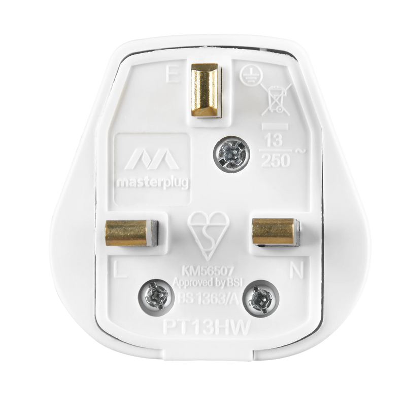 Masterplug Basic - 13A, White with Handle