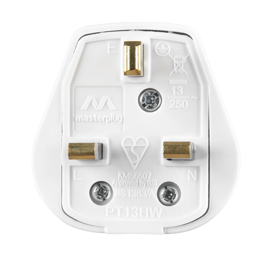 Masterplug Basic - 13A, White with Handle