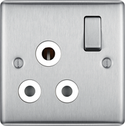 BG Electrical Nexus Metal Brushed Steel - 15A, single, switched, round pin