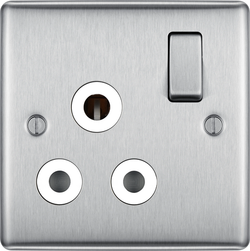 BG Electrical Nexus Metal Brushed Steel - 15A, single, switched, round pin