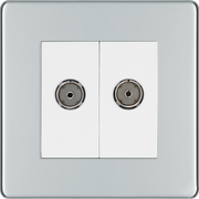 BG Electrical Flatplate Screwless Polished Chrome - Double, co-axial