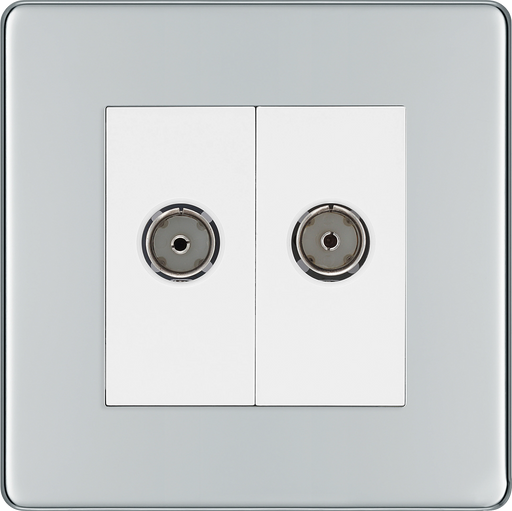 BG Electrical Flatplate Screwless Polished Chrome - Double, co-axial