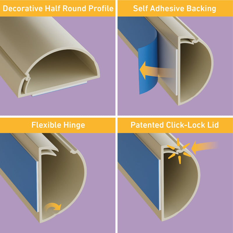 D-Line Trunking - 50x25mm Magnolia 1m Self Adhesive Length